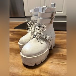 White platform boots